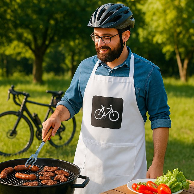 Minimalist Bicycle Black and White Bike Symbol Adult Apron (Creator Uploaded)