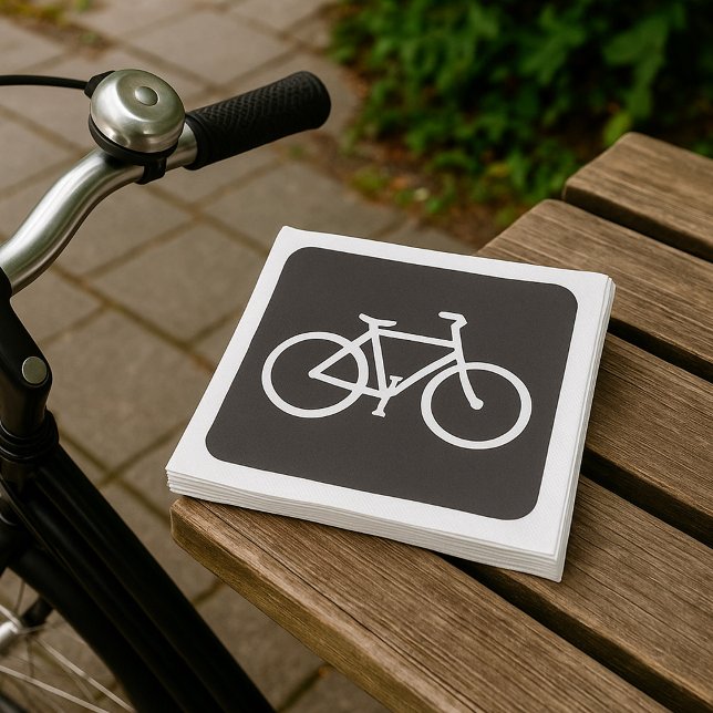 Minimalist Bicycle Black and White Bike Symbol Napkins (Creator Uploaded)