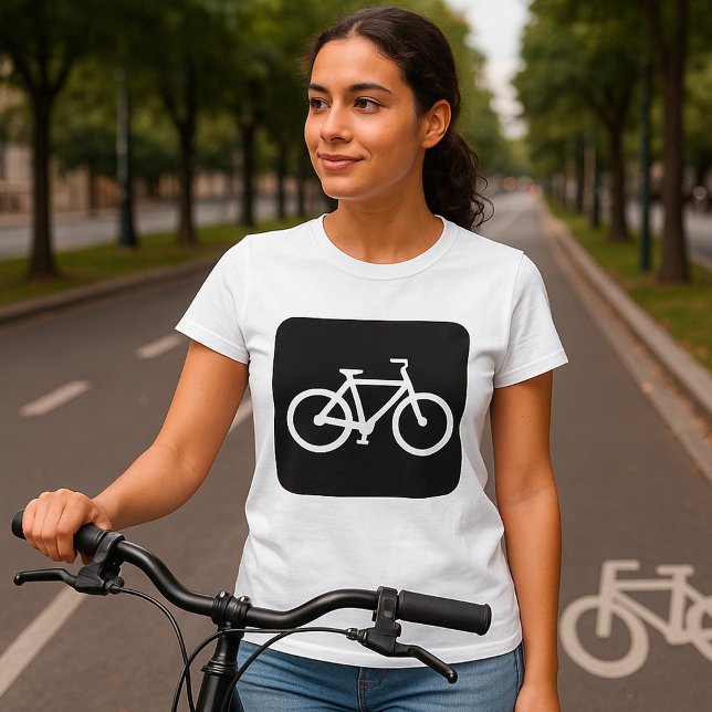 Minimalist Bicycle Black and White Bike Symbol T-Shirt (Creator Uploaded)