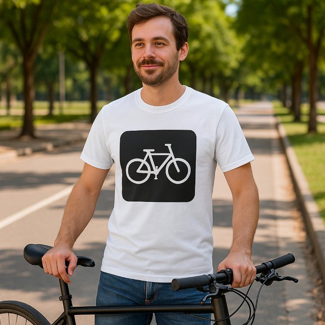 Minimalist Bicycle Black and White Bike Symbol T-Shirt (Creator Uploaded)