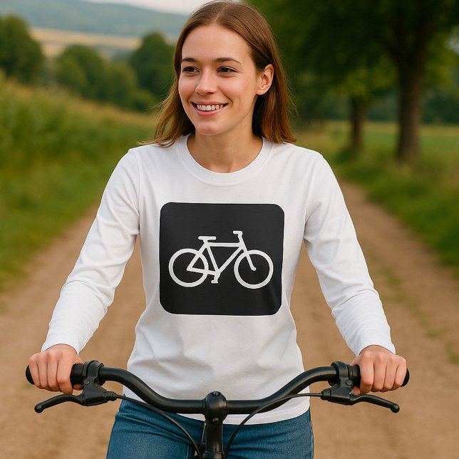 Minimalist Bicycle Black and White Bike Symbol T-Shirt (Creator Uploaded)