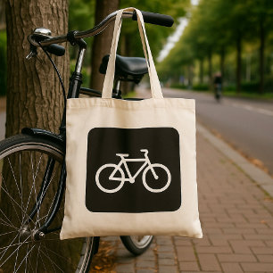 Minimalist Bicycle Black and White Bike Symbol Tote Bag