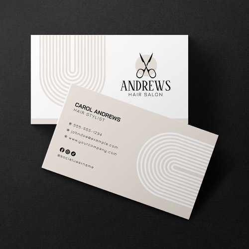 Minimalist Biege Hair Stylist Hair Dresser Salon Business Card