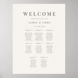 Minimalist Biranical Seating Plan(8)Warm White Poster