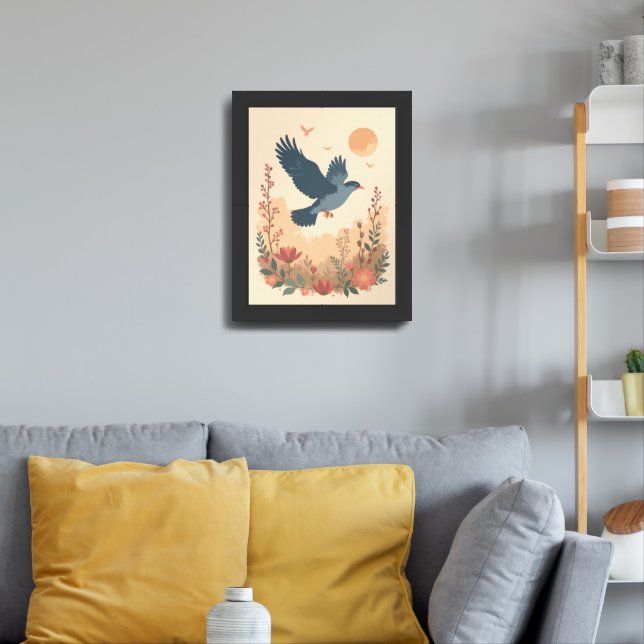minimalist bird boho style poster (Living Room 3)
