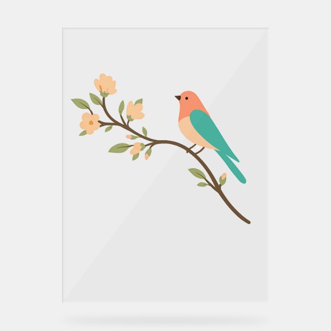Minimalist Bird on Blossom Branch Poster (Front)