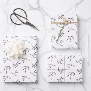 Minimalist Bird Pattern Wrapping Paper Sheets