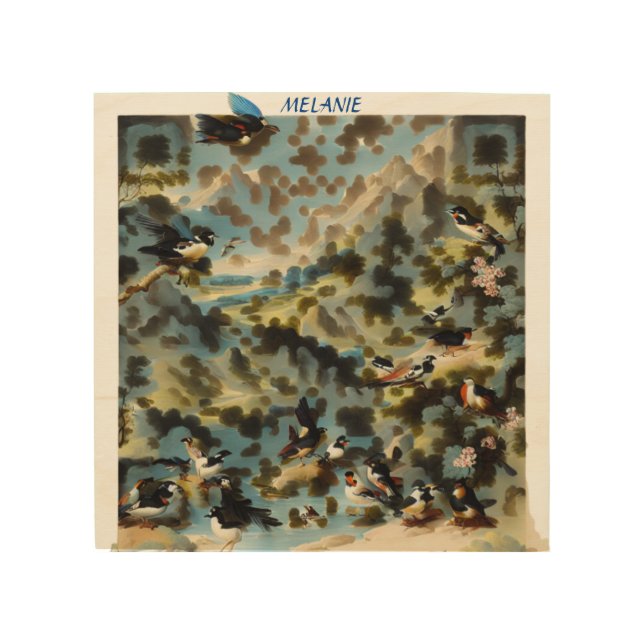 MINIMALIST BIRDS STREAM & MOUNTAIN AI QR CODE ART (Front)