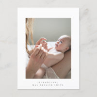 minimalist birth announcement postcard