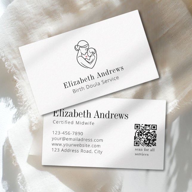 Minimalist Birth Doula Logo–Pregnancy & Maternity Business Card (Minimalist Birth Doula Logo–Pregnancy & Maternity White Business Card.)