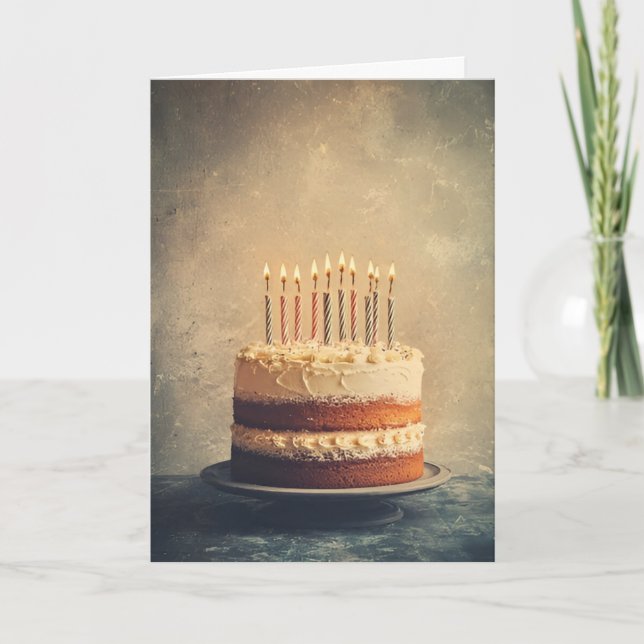 Minimalist Birthday Cake Birthday Card (Front)