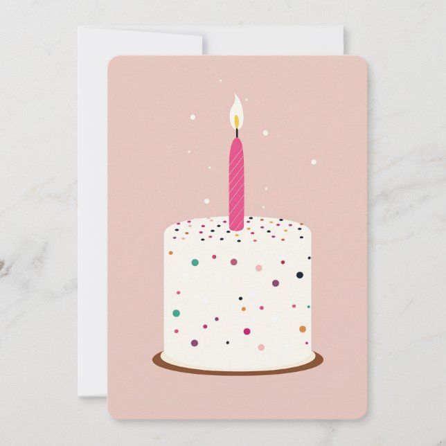 Minimalist Birthday Cake Card – Elegant Pastel Pin (Front)