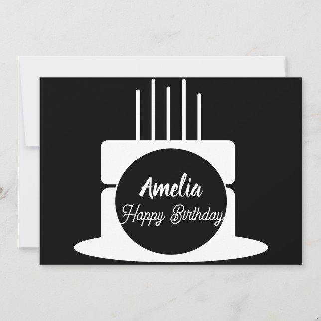 Minimalist Birthday Cake Party  Coloring  Holiday Card (Front)