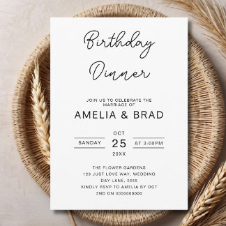 Minimalist Birthday Dinner Adult Birthday Any Age Invitation