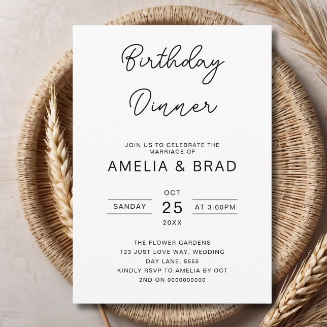 Minimalist Birthday Dinner Adult Birthday Any Age Invitation (Creator Uploaded)