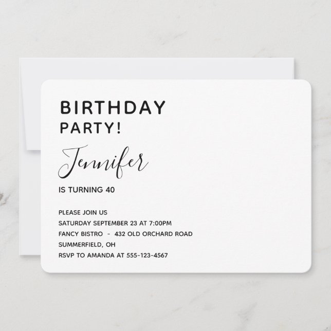 Minimalist Birthday Invitation (Front)