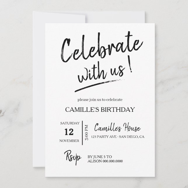  Minimalist Birthday Invitation (Front)