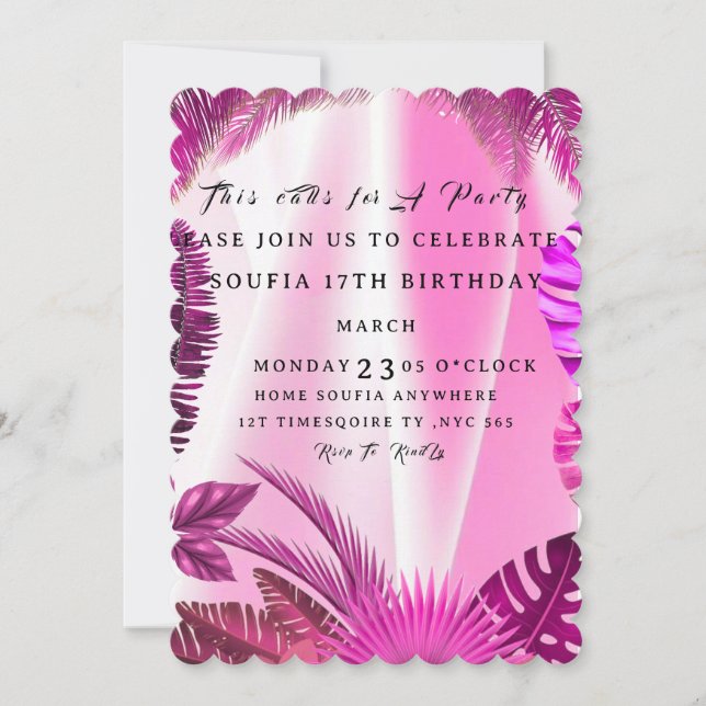 Minimalist Birthday Invitation Printed & Shipped,  (Front)