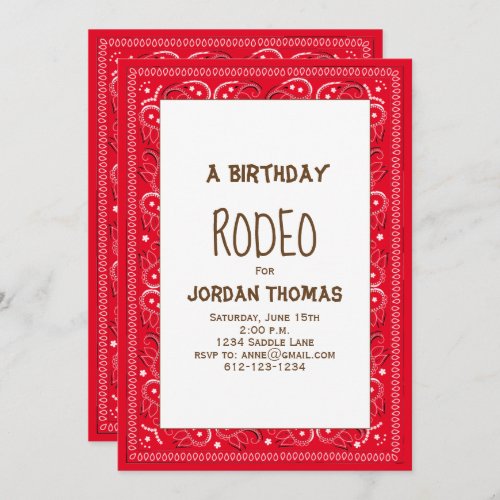 Minimalist Birthday Modern Cute Red Bandana  Invitation