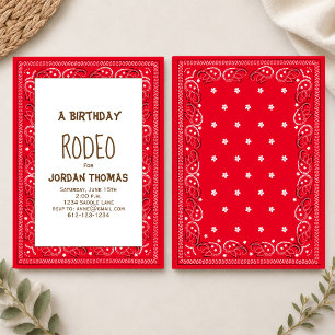 Minimalist Birthday Modern Cute Red Bandana Invitation
