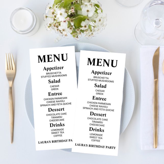 Minimalist Birthday Party Food Menu (Creator Uploaded)
