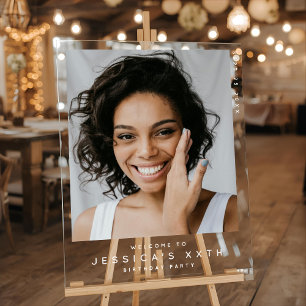 Minimalist Birthday Party Photo Welcome Acrylic Sign