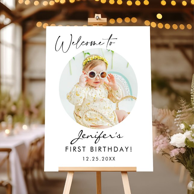 Minimalist Birthday Photo Welcome Sign (Creator Uploaded)