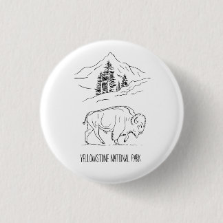 Minimalist Bison in Mountain Landscape Shirt Button