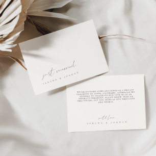 Minimalist Bkack & White Just Married Wedding Announcement