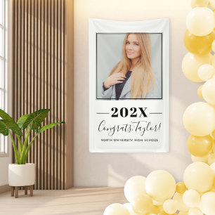 Minimalist Black 2026 Congrats Photo Graduate Banner