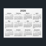 Minimalist Black 2026 Magnetic Calendar<br><div class="desc">Create your own solid color background 2026 calendar magnet. 
The thin magnet is a horizontal format with the 4.25" x 5.6" size.
Customize the solid white background color to create your own design.
Minimalist white and black small magnet design for your fridge.</div>