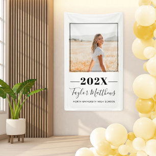 Minimalist Black 2026 Name Photo Graduate Banner