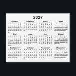 Minimalist Black 2027 Magnetic Calendar<br><div class="desc">Create your own solid color background 2027 calendar magnet. 
The thin magnet is a horizontal format with the 4.25" x 5.6" size.
Customize the solid white background color to create your own design.
Minimalist white and black small magnet design for your fridge.</div>