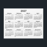 Minimalist Black 2027 Magnetic Calendar<br><div class="desc">Create your own solid color background 2027 calendar magnet. 
The thin magnet is a horizontal format with the 4.25" x 5.6" size.
Customize the solid white background color to create your own design.
Minimalist white and black small magnet design for your fridge.</div>