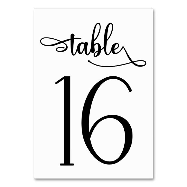 Minimalist black 3.5x5 table number | Table 16 (Back)