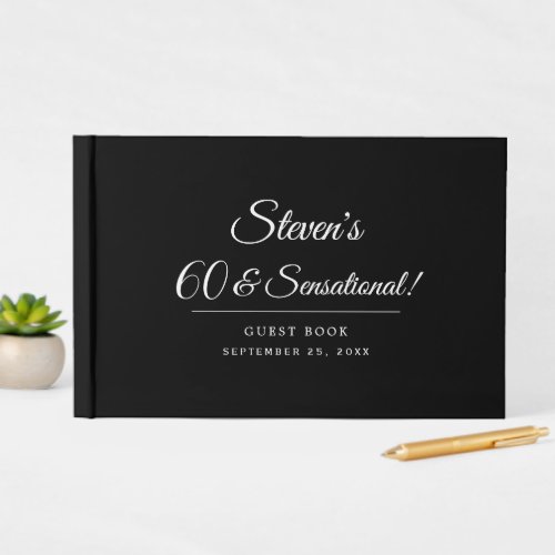 Minimalist Black 60 and Sensational Birthday Party Guest Book