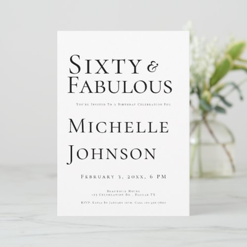Minimalist Black 60 & Fabulous 60th Birthday Party