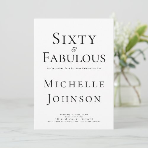 Minimalist Black 60 & Fabulous 60th Birthday Party
