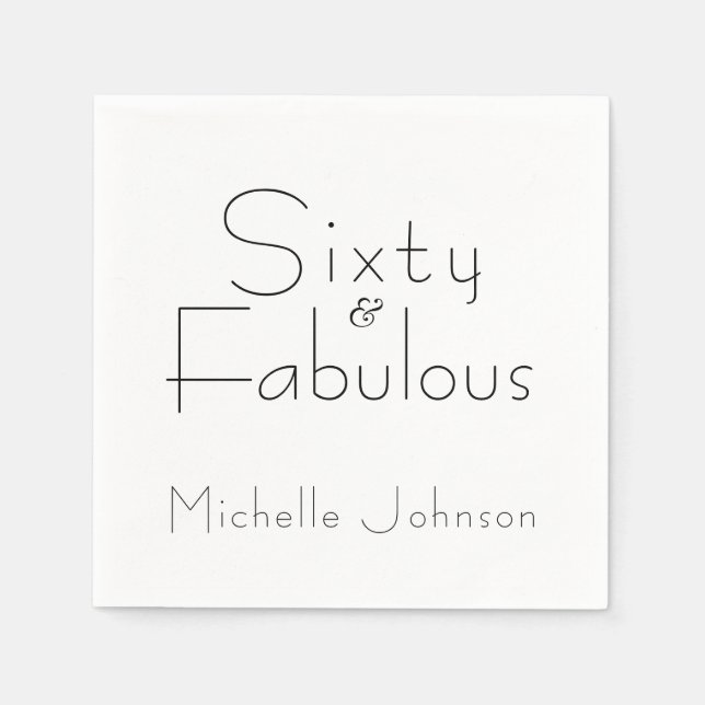 Minimalist Black 60 & Fabulous 60th Birthday Party Napkins (Front)