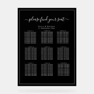 Minimalist Black Acrylic Wedding Seating Chart