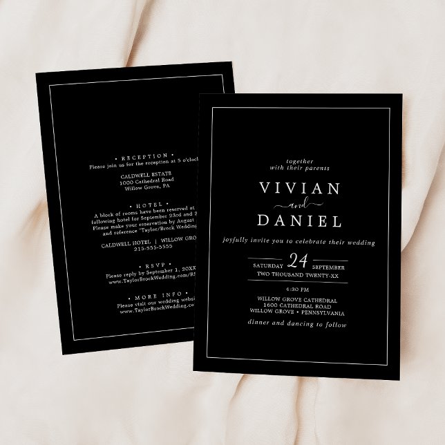 Minimalist | Black All In One Wedding Invitation (Creator Uploaded)