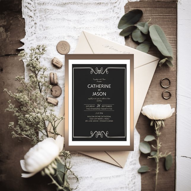 Minimalist | Black All In One Wedding Invitation (Minimalist Black Wedding Invitation | Elegant & Modern Design  )