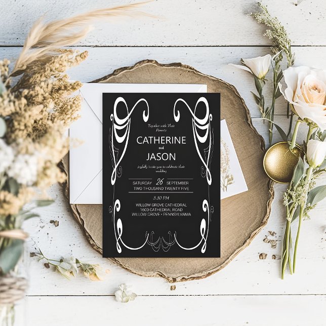 Minimalist | Black All In One Wedding Invitation (Creator Uploaded)