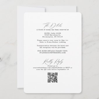Minimalist Black All One RSVP QR Code Wedding Invi Invitation | Zazzle
