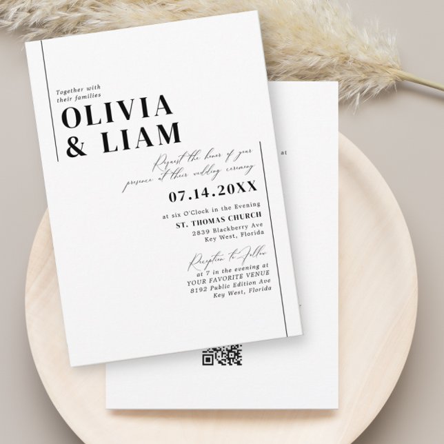 Minimalist Black All One RSVP QR Code Wedding Invi Invitation (Creator Uploaded)