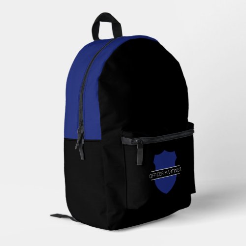 Minimalist Black and Blue Custom Police Officer Printed Backpack