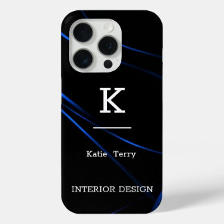 Minimalist Black and Blue Modern Monogram Case