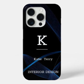 Minimalist Black and Blue Modern Monogram Case