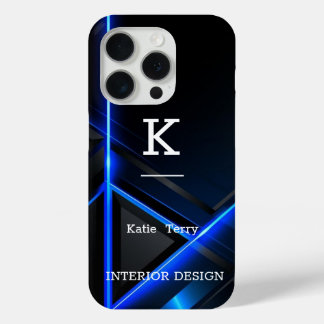 Minimalist Black and Blue Modern Monogram Case
