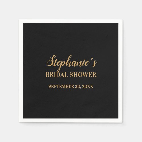 Minimalist Black and Gold Bridal Shower       Napkins